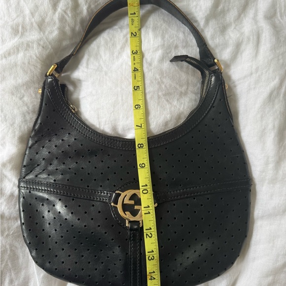 Gucci authentic Black Perforated Leather Amalfi Hobo Bag gold hardware - Picture 15 of 16